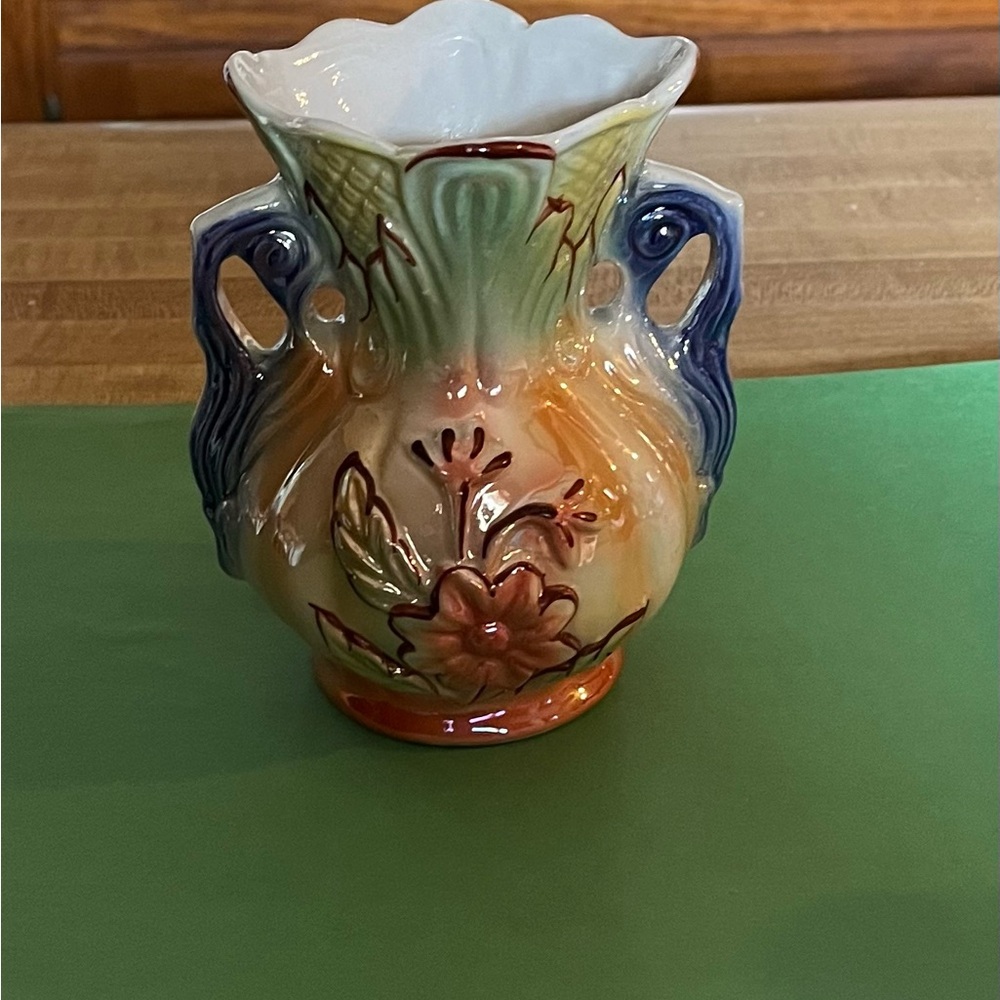 Colorful Ceramic Vase with Floral Design
